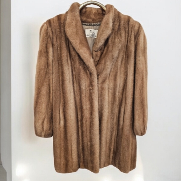 Anne Klein Women's Vintage Brown/beige Fur Mink Coat Size--L/XL